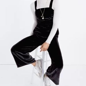 Madewell Black Velvet Wide Leg Jumpsuit 